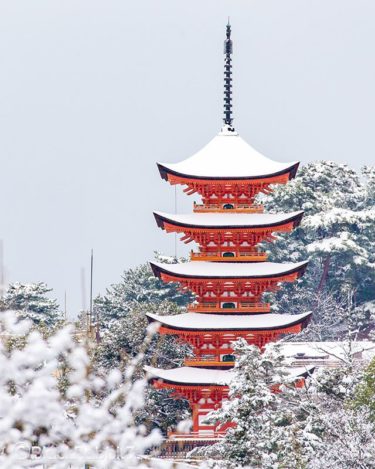 雪の宮島、五重塔（2017/01/15）