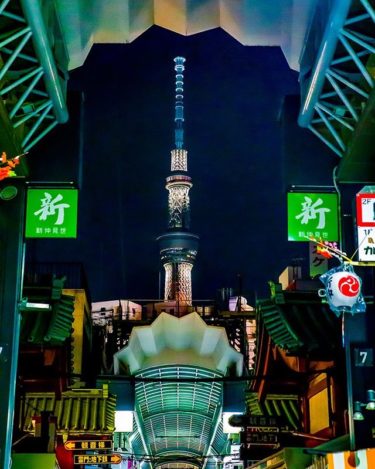 浅草 新仲見世商店街とスカイツリー